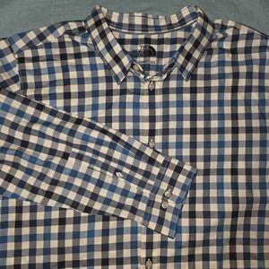 The North Face Men's Long Sleeve Button Down Dress Shirt - Blue Plaid - XXL 2XL